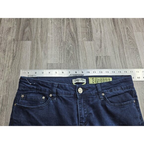 Indigo Rein Jeans Womens Juniors 13 Blue Skinny Denim Dark Wash Embroidered - Picture 6 of 10